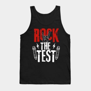 Retro Metal Rock The Test Day Funny Hand Sign Exam Testing Tank Top